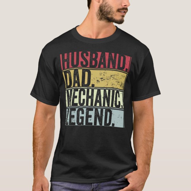 Camiseta Mens Retro Husband Dad Leyenda Mecánica Para Fathe (Anverso)