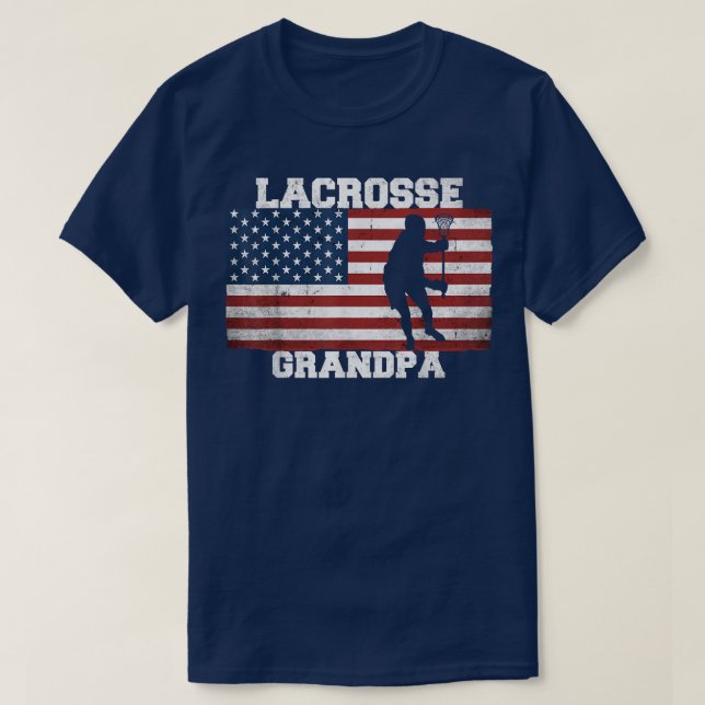 Camiseta Mens Retro Lacrosse Grandpa American Flag Proud LA (Diseño del anverso)