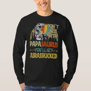 Camiseta Mens Retro Papasaurus Dinosaur Rex Vintage Father