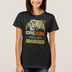 Camiseta Mens Retro Poppiesauro Dinosaur Rex Vintage Fathe