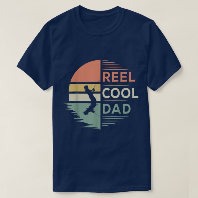 Camiseta Mens Retro Reel Cool Dad Fishing Fisherman Fisher  (Diseño del anverso)