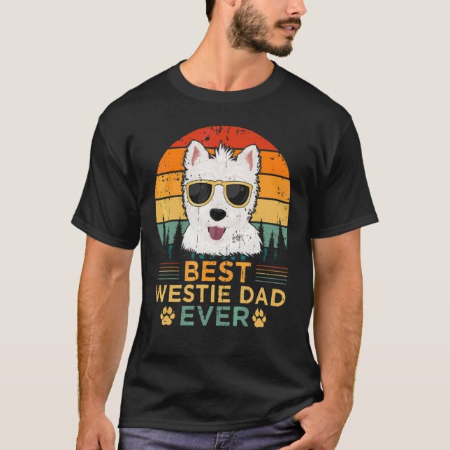 Camiseta Mens Retro Style Best Westie Dad Ever Father's Day (Anverso)