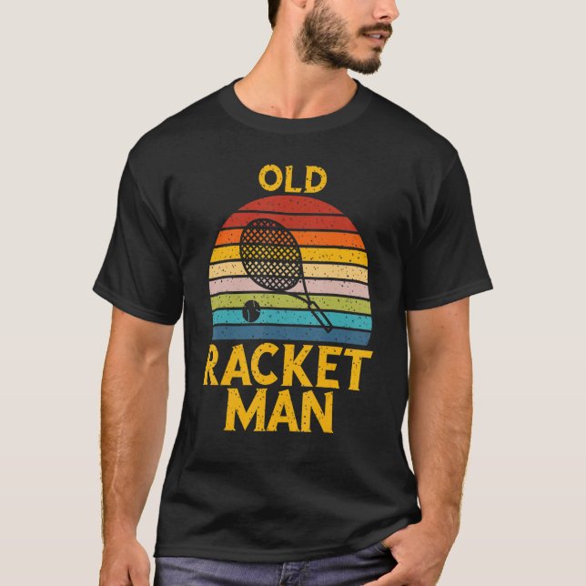 Camiseta Mens Retro Tennis Lover Old Racket man Tennis Play (Anverso)