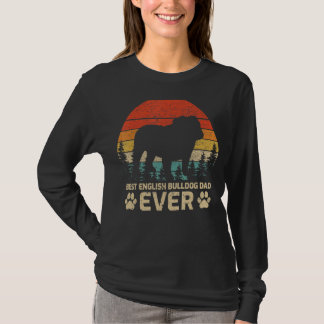 Camiseta Mens Retro Vintage Mejor Bulldog Inglés Papá Nunca