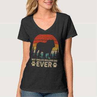 Camiseta Mens Retro Vintage Mejor Bulldog Inglés Papá Nunca