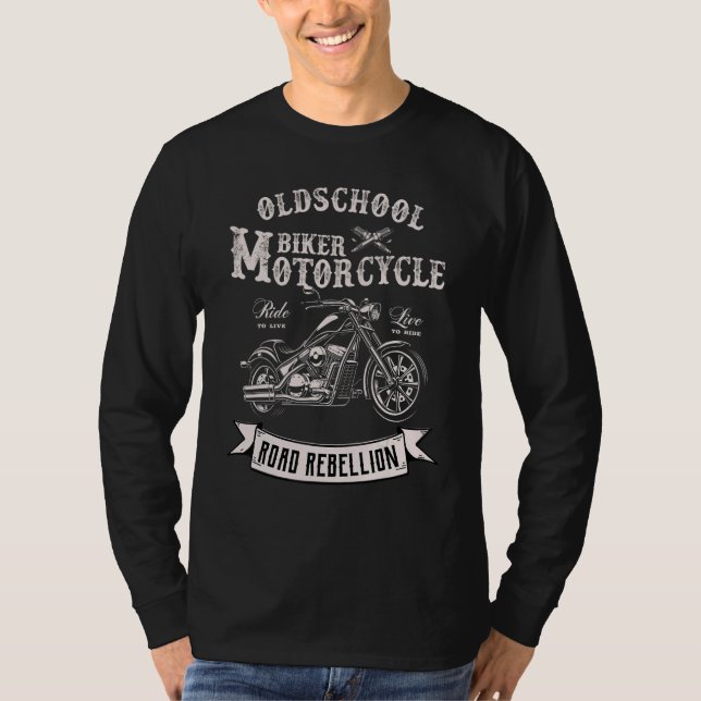 Camiseta Mens Road Rebellion Original  Biker Motorcycle Old (Anverso)