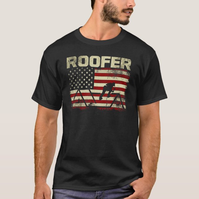 Camiseta Mens Roofer American Flag Mens Roofing 3 (Anverso)