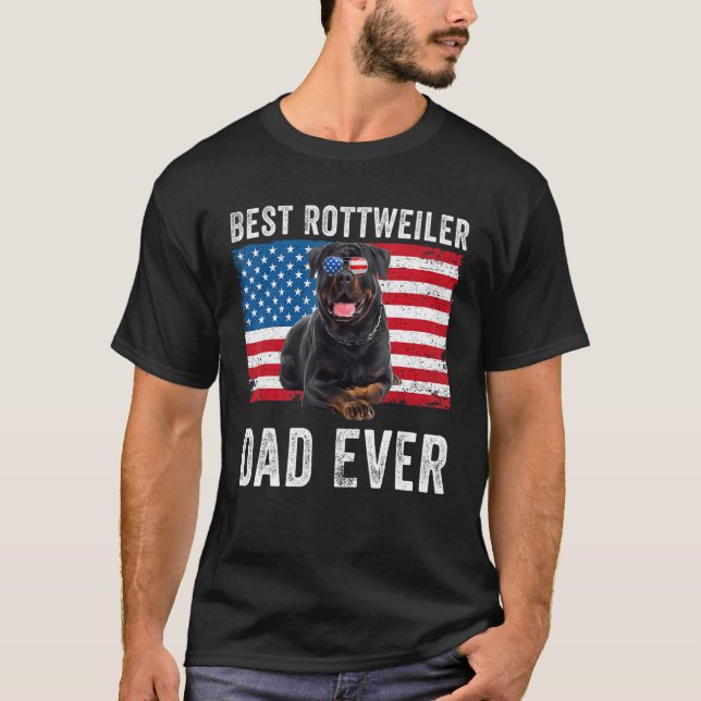Camiseta Mens Rottweiler Dad Dad American Flag Dog Dueño Ro (Anverso)