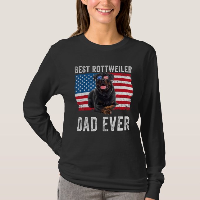 Camiseta Mens Rottweiler Dad Dad American Flag Dog Dueño Ro (Anverso)