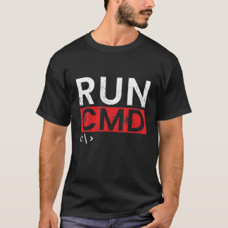 Camiseta Mens RUN CMD Programmer System Admin Computer Scie