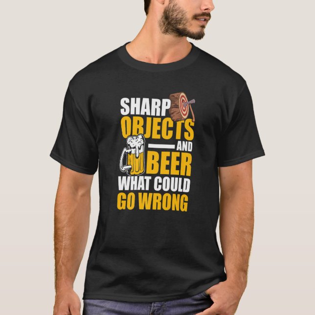 Camiseta Mens Sharp Objects And Beer What Could Go Wrong   (Anverso)