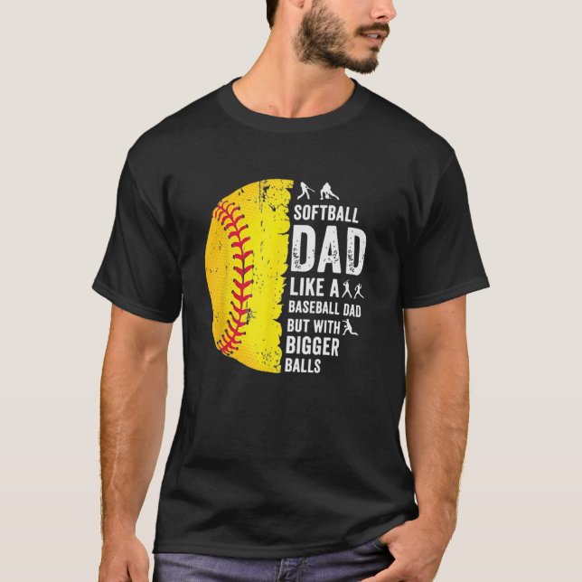 Camiseta Mens Softball Dad gusta de un papá de béisbol con  (Anverso)