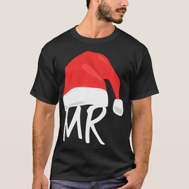 Camiseta Mens Sr. y Sra. Santa Claus Pajamas Pareja (Anverso)