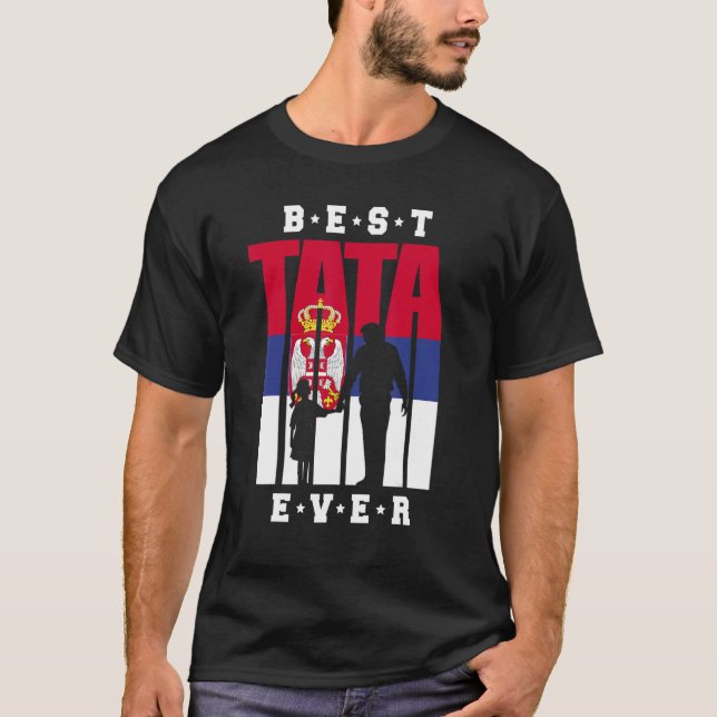 Camiseta Mens Srbija Tata Y Chica Serbia Bandera A Papá Ser (Anverso)
