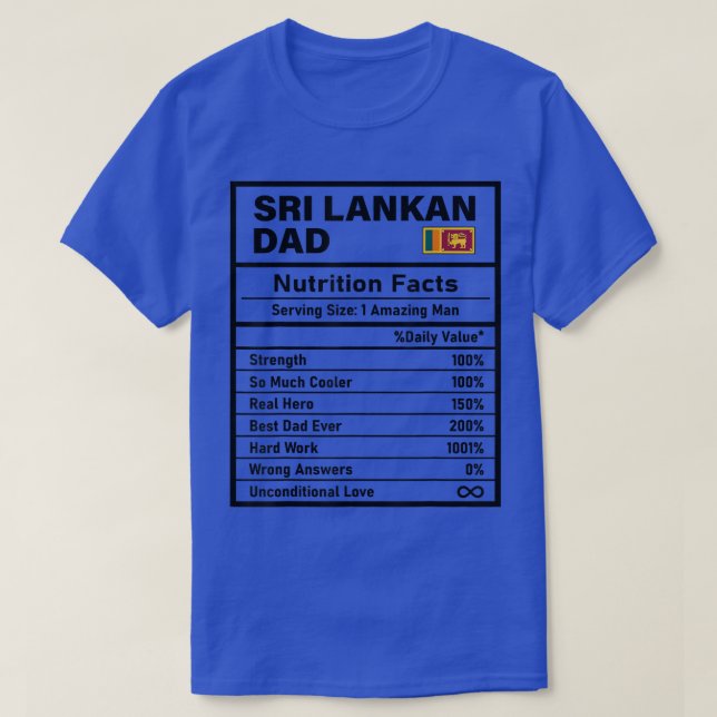 Camiseta Mens Sri Lankan Dad Nutrition Facts Father's Day N (Diseño del anverso)