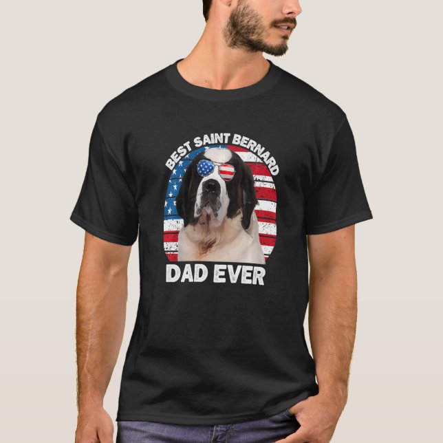 Camiseta Mens St Bernard Dad American Flag Saint Bernard Do (Anverso)