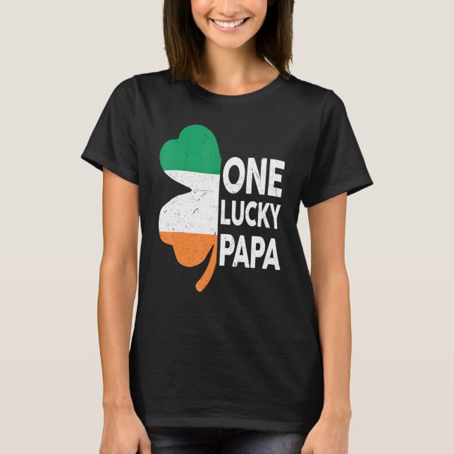Camiseta Mens St Patricks Day One Lucky Papa Shamrock Iris (Anverso)