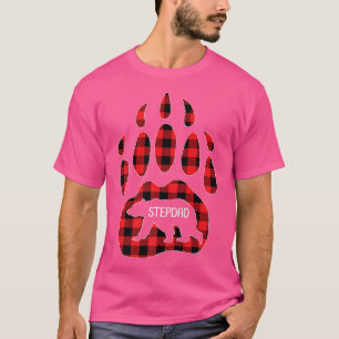 Camiseta Mens Stepdad Bear Red Plaid Buffalo Stepdad Matchi