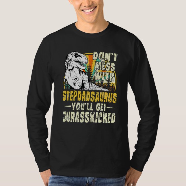 Camiseta Mens Stepdad Rex Saurus Papasaurus Dinosaurios Hom (Anverso)