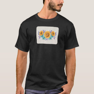 Camiseta Mens Sunflower acuarela Flor Flor Flor Amarillo Fl