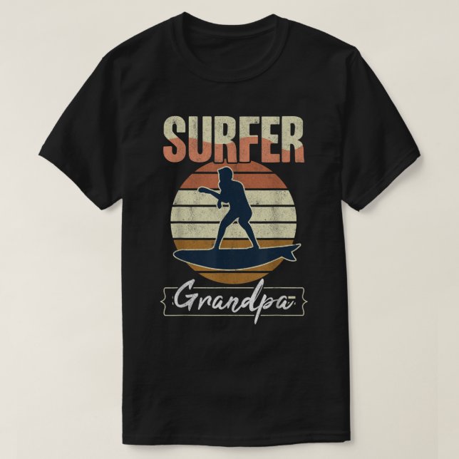 Camiseta Mens Surfer Grandpa Surf Retro Surfing Grandfather (Diseño del anverso)