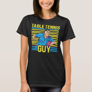 Camiseta Mens Table Tennis Guy Ping Pong Player Racket Scie