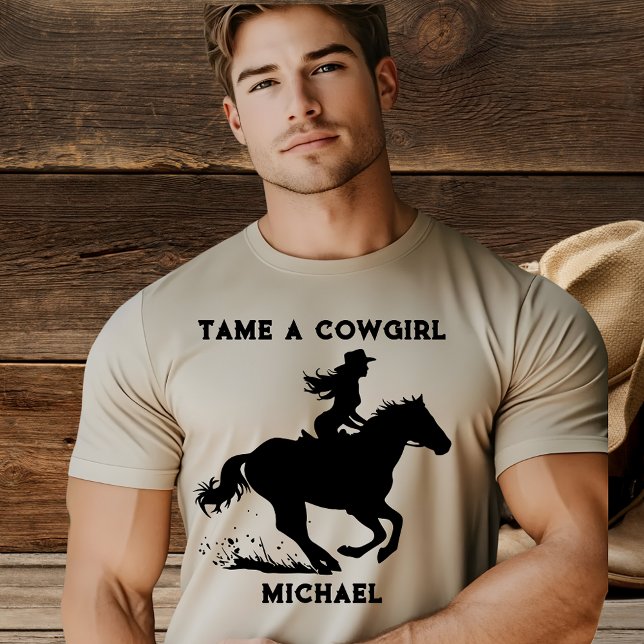 Camiseta Men's Tame a Cowgirl Girl on Horse T-Shirt (Subido por el creador)
