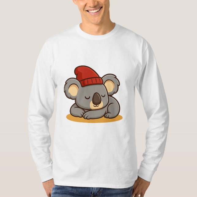 Camiseta Men's Tee with a Cartoon Illustration of a Koala (Anverso)
