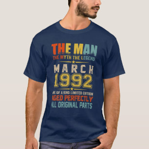 Camiseta Mens The Man Myth Legend Marzo 1992 30 Cumpleaños