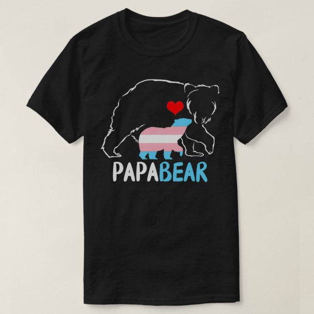 Camiseta Mens Trans Papa Bear Proud Dad Rainbow Transgender (Diseño del anverso)