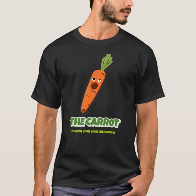 Camiseta Mens TShirt Black "La zanahoria frunce" cita graci (Anverso)