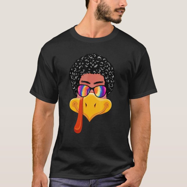 Camiseta Mens Turkey Face boy Curly hair gafas de sol tiñon (Anverso)