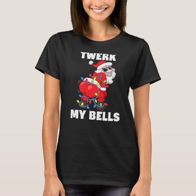 Camiseta Mens Twerk My Bells Christmas Tree iluminó twitter (Anverso)
