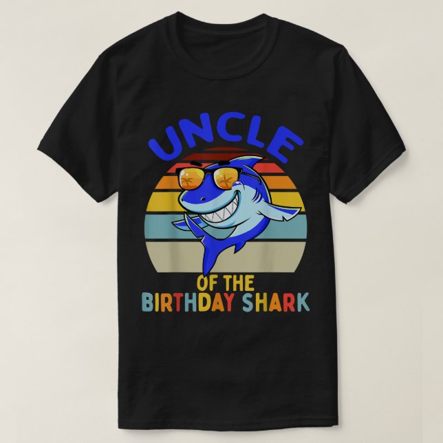 Camiseta Mens Uncle of the Shark Birthday Matching Family  (Diseño del anverso)