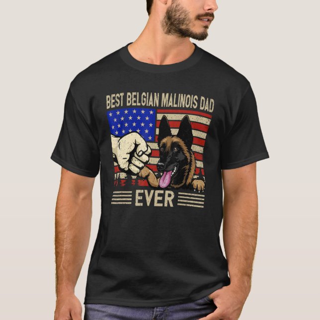 Camiseta Mens Us Bandera Mejor Belga Malinois Papá 4 De Jul (Anverso)