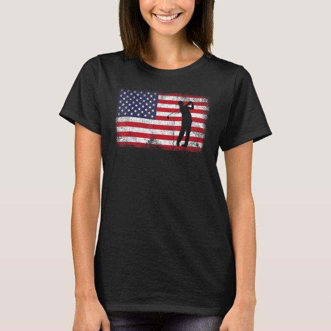 Camiseta Mens Usa Bandera Estadounidense Golf 4 de Julio Pa (Anverso)
