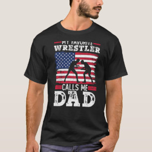 Camiseta Mens Usa Flag Mi Luchador Favorito Me Llama Papá