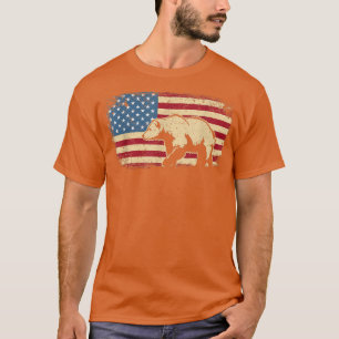 Camiseta Mens USA Flag Patriotic American Bear Hunter Hunti