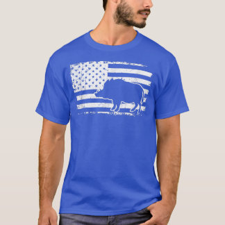 Camiseta Mens USA Flag Patriotic American Wild Pig Boar Hun