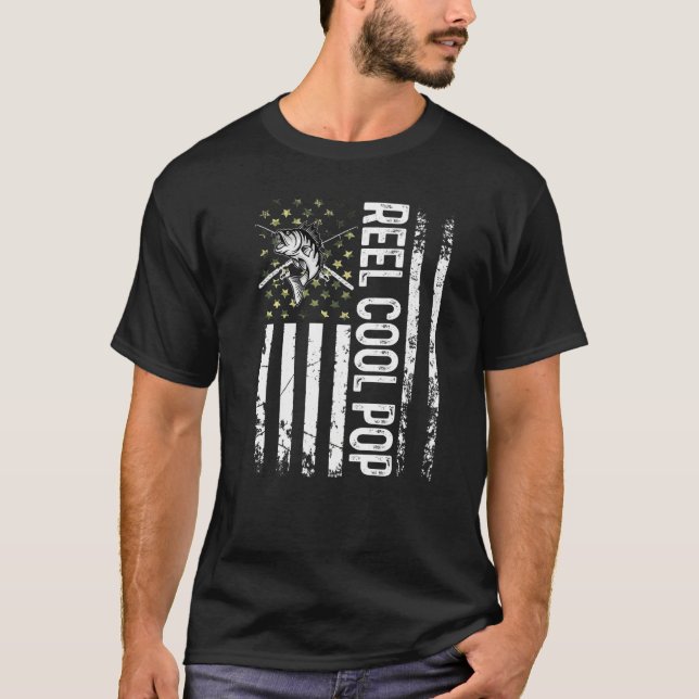 Camiseta Mens Usa Reel Guay Pop por papá pescando padre (Anverso)