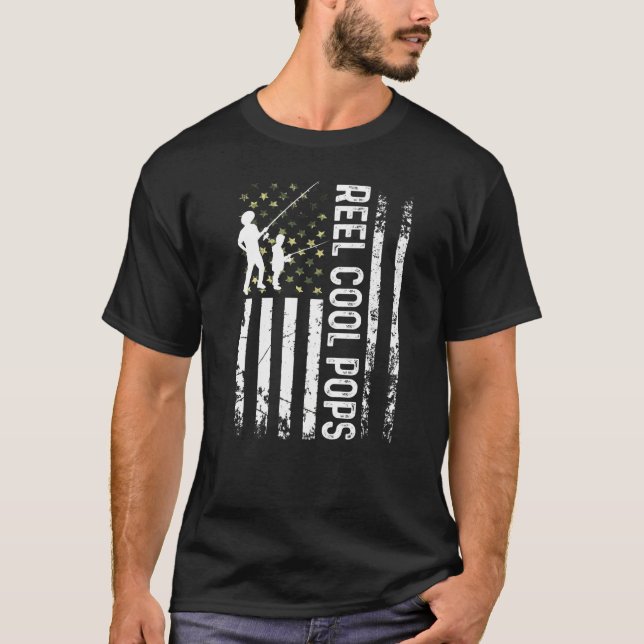 Camiseta Mens Usa Reel Guay Pops Para Daddy Fishman B Day (Anverso)