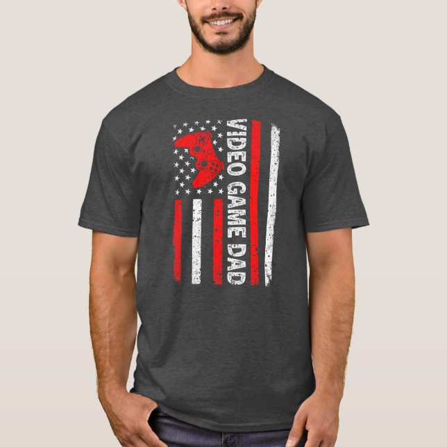 Camiseta Mens Video Game Dad American Flag Dad Video Game (Anverso)