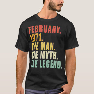 Camiseta Mens Vintage February 1971 Retro 51 Years Old 51th