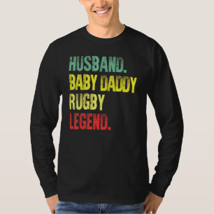Camiseta Mens Vintage Husband Baby Daddy Rugby Leyenda