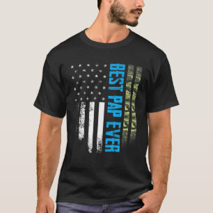 Camiseta Mens Vintage Mejor Pap Jamás Camo American Flag