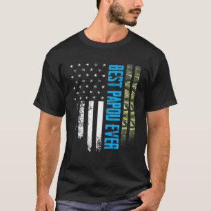 Camiseta Mens Vintage Mejor Papou Ever Camo American Flag D