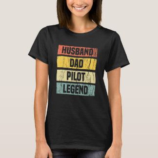 Camiseta Mens Vintage Pilot Dad Dad Husband Aviation Airpla