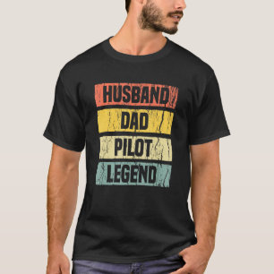 Camiseta Mens Vintage Pilot Dad Dad Husband Aviation Airpla