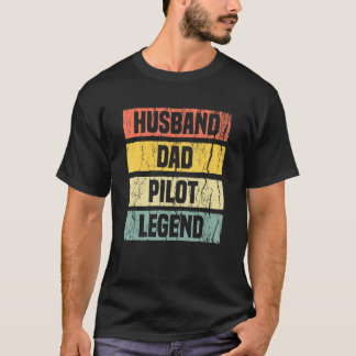 Camiseta Mens Vintage Pilot Dad Dad Husband Aviation Airpla