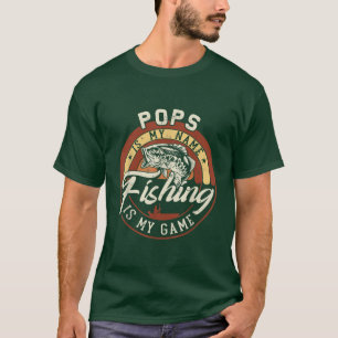 Camiseta Mens Vintage Pops es mi nombre juego de pescar reg